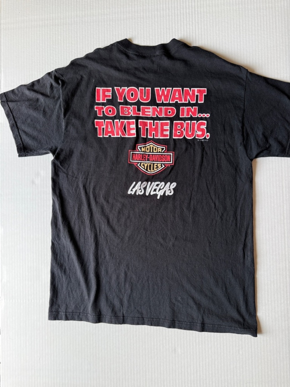 Vintage 90s Harley Davidson Las Vegas Tee Black USA Made Biker Graphic Size L - Picture 2 of 8